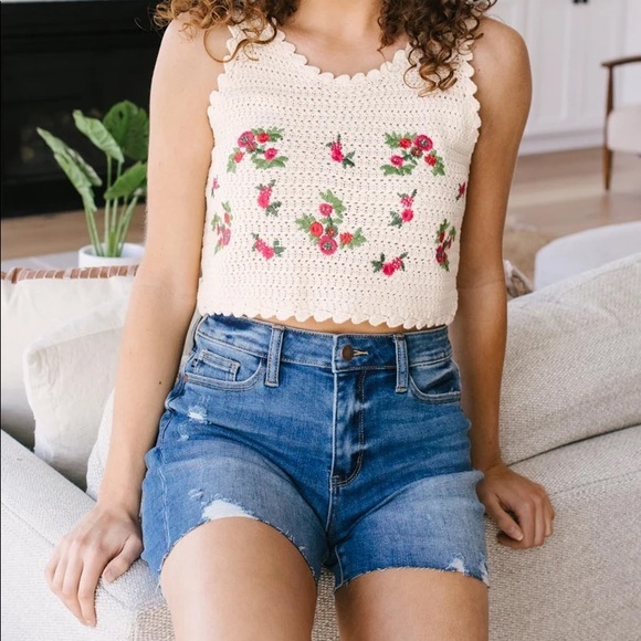COTTAGECORE FLORAL CROPPED TANK SWEATER - Picture 6 of 11